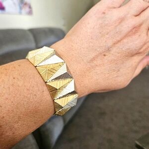 Geometric gold/silver-toned stretch bracelet